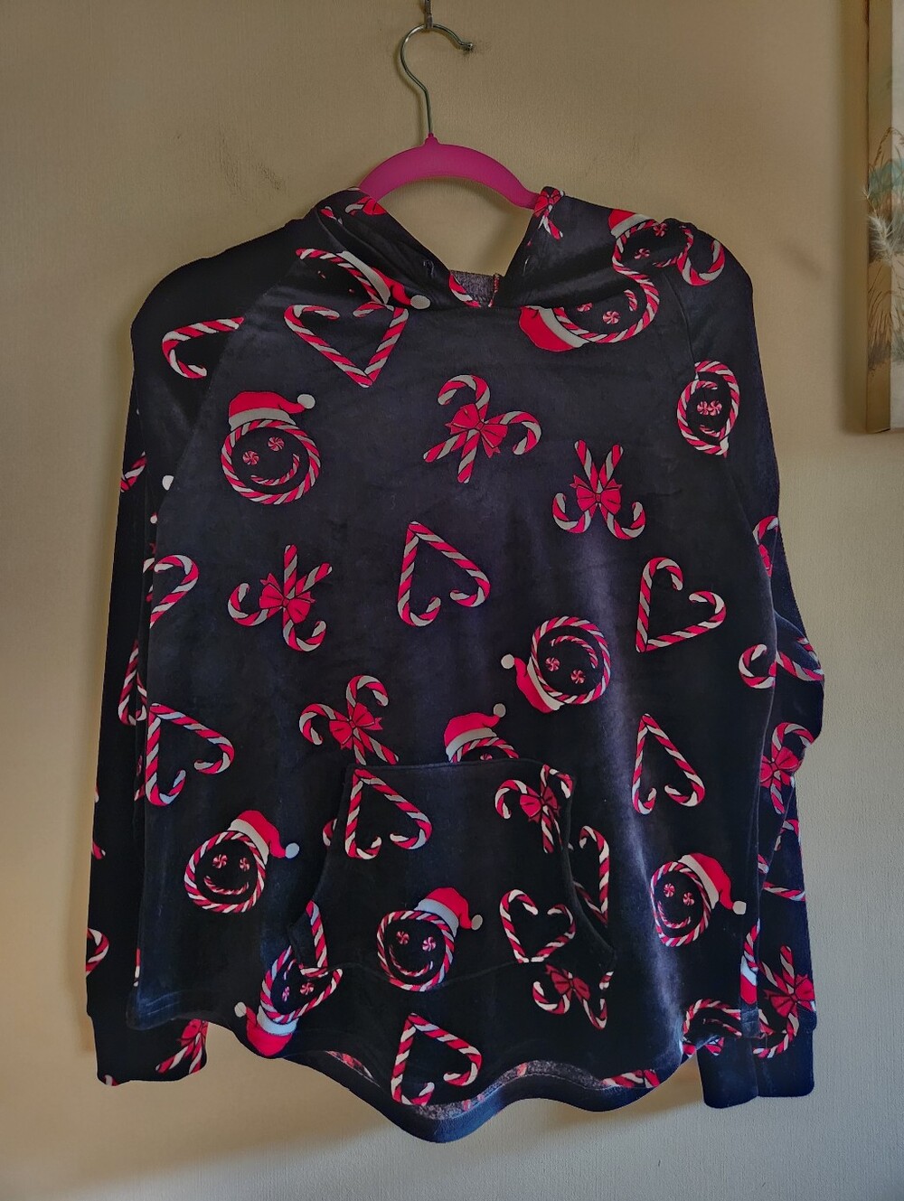 No Boundaries Hooded Christmas Top Velour Large 11/13